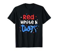Nœud coquette rouge blanc et deux 4 juillet anniversaire 2ème anniversaire T-Shirt