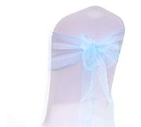 Nœud de chaise en organza - Pour mariage, fête, anniversaire, événements, décoration de Noël, 18 x 275 cm, 25 cm, bleu B