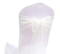 Nœud de chaise en organza - Pour mariage, fête, anniversaire, événements, décoration de Noël - 18 x 275 cm - Beige