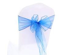 Nœud de chaise en organza - Pour mariage, fête, anniversaire, événements, décoration de Noël, 18 x 275 cm, bleu F