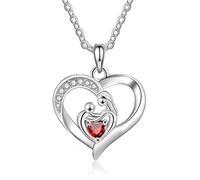 Nœud de Coeur en Or Blanc 18K avec Pierres de Naissance Fer à Cheval
