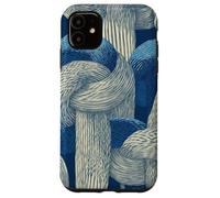 Nœud de Corde Nautique Minimal Line Art en Bleu Marine et Beige Coque pour iPhone 11