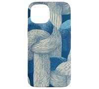 Nœud de Corde Nautique Minimal Line Art en Bleu Marine et Beige Coque pour iPhone 15