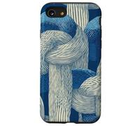 Nœud de Corde Nautique Minimal Line Art en Bleu Marine et Beige Coque pour iPhone SE (2020) / 7/8