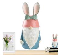 Nœud de nain de jardin, pièce maîtresse de lapin de Pâques mignon, nain de cour en résine de 12 pouces avec finition décorative, figurine d'extérieur avec style charmant, accessoire de décoration d'in