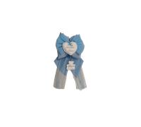 Nœud de naissance en tulle bleu brodé