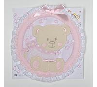 Nœud de naissance/surmatelas rond avec ours rose