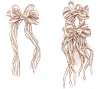 Nœud de Noël en polyester pour décoration de sapin de Noël et de couronne, offrant une touche festive et une durabilité durable tout au long de la saison (poudre)