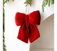 Nœud de Noël en velours pour décoration de sapin et de couronne, fabriqué à partir de tissu pour les scènes de fête festives et les fêtes saisonnières (B-rouge)