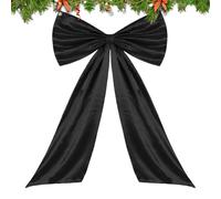 Nœud de Noël géant en satin avec cravate, décoration de porte d'entrée de Noël - pour mur, porte, couronne, cheminée, escalier, toile de , clôture, salon, chambre à coucher, cabine photo