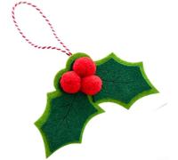 Nœud de Noël moderne fabriqué à partir de tissu non tissé durable adapté pour sapin et décoration de vacances à suspendre (deux feuilles vertes)
