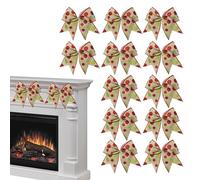 Nœud de Noël pour couronne, grands nœuds de Noël, 12 pièces Nœud de Noël de 15,2 cm | Décoration rustique de Noël avec points brillants rouges et verts faits à la main pour