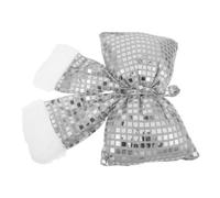 Nœud de Noël Scintillant Argenté en Tissu Coton à Paillettes | Décor Festif et Élégant, Usage pour Vitres et Miroirs, Installation Rapide pour Vitrines