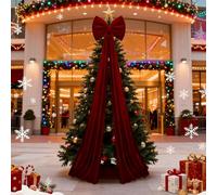 Nœud de Sapin Géant en Velours Rouge - Nœud Papillon Décoratif pour Arbre de Noël, Guirlande et Décoration Murale - 3 Tailles
