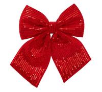 Nœud déco Noël - ATMOSPHERA CRÉATEUR D'INTÉRIEUR - Sequins - 24 cm - Rouge - Polyester