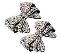 Nœud Décoratif en Cristaux Noirs, Paire, pour Chaussures et Paquet | Ornement Bowknot Chic, Installation Simple et Retrait Rapide, Style Charmant pour Garçon et Filles, Amis et Compagnons