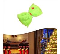 Nœud décoratif en polyester pour sapin de Noël avec clip crocodile sécurisé - Grande taille et cœur rouge pour une utilisation festive