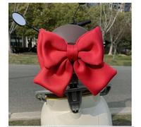 Nœud décoratif pour casque de moto, joli ruban en satin avec design 3D double couche pour ajustement du casque, facile à installer avec succès (grand rouge)