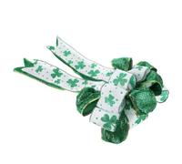 Nœud Décoratif Vert en Trèfle pour Saint-patrick, Polyester | Texture Douce et Lisse, Paillettes et Motif Shamrock, pour Mur, Arbre, Arrière-plan de Fête