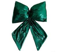 Nœud élégant pour arbres de Noël et couronnes, fabriqué en tissu de soie robuste avec un cordon attaché pour une installation sans effort des vacances (vert)