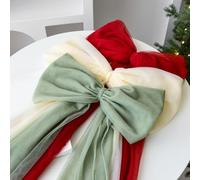 Nœud en maille de 75 cm pour décoration de sapin de Noël à faire soi-même pour la maison et les fêtes (rouge clair)