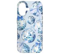 Nœud en Ruban Bleu Clair esthétique et Coquette Boule Disco Coque pour iPhone 17