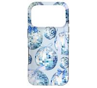 Nœud en Ruban Bleu Clair esthétique et Coquette Boule Disco Coque pour iPhone 17 Pro