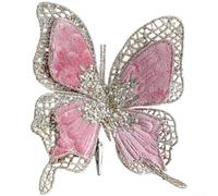 Nœud en tissu pour sapin de Noël - Velours doux double couche - Clip creux - 18 cm - Décoration festive pour les fêtes et les fêtes (poudre)
