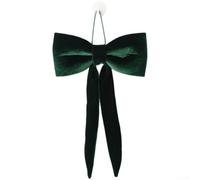 Nœud en velours pour sapin et fenêtre, avec longue queue et tissu doux pour ajouter une touche festive aux espaces de vacances (20 cm, vert)
