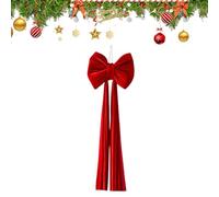 Nœud géant - Grand Ornement pré-noué en Velours, cime d'arbre | Décoration d'arc de Porte- d'arbre de noël en Velours géant avec Longue Banderole, décoration Murale en Guirlande pour Le Dessus