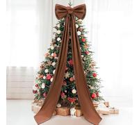 Nœud Géant Noel, Nœuds géants en Velours pour Sapin de Noël, 47 x 190 cm, décoration pour Couronne de Noël, décoration Murale, Anniversaire, Mariage (Khaki)