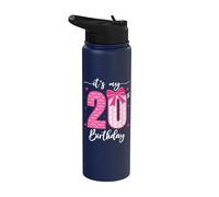 Nœud humoristique pour fête d'anniversaire de 20 ans Inscription It's My 20th Birthday Girls Stainless Steel Insulated Water Bottle