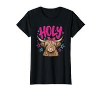 Nœud léopard Rose en Forme de Vache Holy Highland, Humour Western T-Shirt Graphique avec Valeur