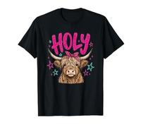 Nœud léopard Rose en Forme de Vache Holy Highland, Humour Western T-Shirt Graphique avec Valeur