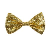 Boland 53110 - Noeud papillon paillettes, or, taille env. 13 cm, élastique, modèle étroit, brillant, déguisement, carnaval, Halloween, fête à thème