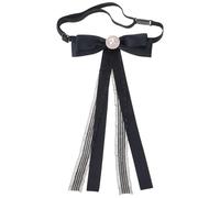 Nœud papillon collier broche avec décor floral long ruban noeud papillon broche cravate pour filles femmes accessoire de mode col de chemise noeud papillon pour fille