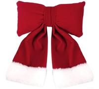 Nœud papillon en coton de soie pour décoration de sapin de Noël avec bord blanc et rembourrage en coton pelucheux (4 pièces)