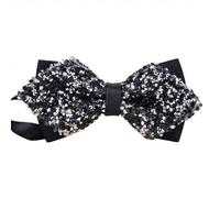 Nœud papillon en strass pour homme réglable et pré-noué avec strass étincelants incrustés pour mariage, fête, banquet, noir à paillettes, M