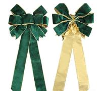 Nœud papillon en velours pour décoration de Noël Vert 27 cm | Design facile à tirer, pour une forme de nœud instantanée, pas besoin de compétences de nouage, parfait pour un emballage