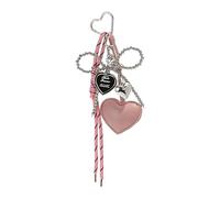 Nœud papillon fait à la main et pendentif en forme de cœur en cuir PU Porte-clés élégant décoration pour les fêtes et les événements sociaux