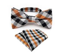 Nœud papillon homme carreaux tricolore réglable INSFITY en soie polyester avec carré de poche