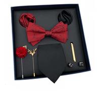 Nœud papillon Homme Jacquard à Fleur Rouge - INSFITY - Coffret Cadeau Cravate Carré de Poche Broche