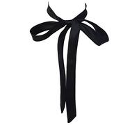 Nœud papillon long en soie pour femme, nœud papillon en satin pour décoration de t-shirt, cadeau de fête des mères W-B-T1, Noir , taille unique