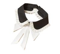 Nœud papillon plissé noir et blanc, chemise élégante tendance, décoration polyvalente, faux col amovible(Black)