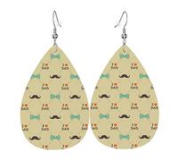 Nœud Papillon Pour La Fête Des Pères J'Aime Papa Femme Boucles D'Oreilles Faux Cuir Pendantes Dangle