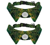 Nœud papillon réglable pour animal domestique, arbre de vie vert, forêt indienne, nœud papillon pour petits chiens et chats, réglable de 28 à 30 cm