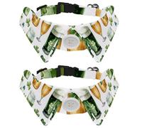 Nœud papillon réglable pour animal domestique - Motif drapeaux verts - Pour petits chiens et chats - Réglable de 28 à 30 cm