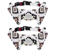 Nœud papillon réglable pour animal domestique Motif géométrique floral Pixel Art Tour de cou Nœud papillon pour petits chiens et chats, réglable de 28 à 30 cm