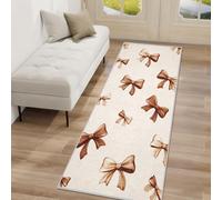 Nœud Papillon Tapis de Couloir Marron Nœuds Tapis de Couloir Long 50 x 180 cm Passage Antidérapant Lavable en Machine D'entrée Chambre Salon Descente de Lit Poil Ras Rug DT&s137