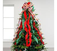 Nœud pour cime d'arbre de Noël 49, 6 x 11, 8 Pouces, Grands nœuds de Noël pour Arbre, nœuds en Ruban, Ornement pour cheminée, Porte, fenêtre, décorations fête, décoration Vacances